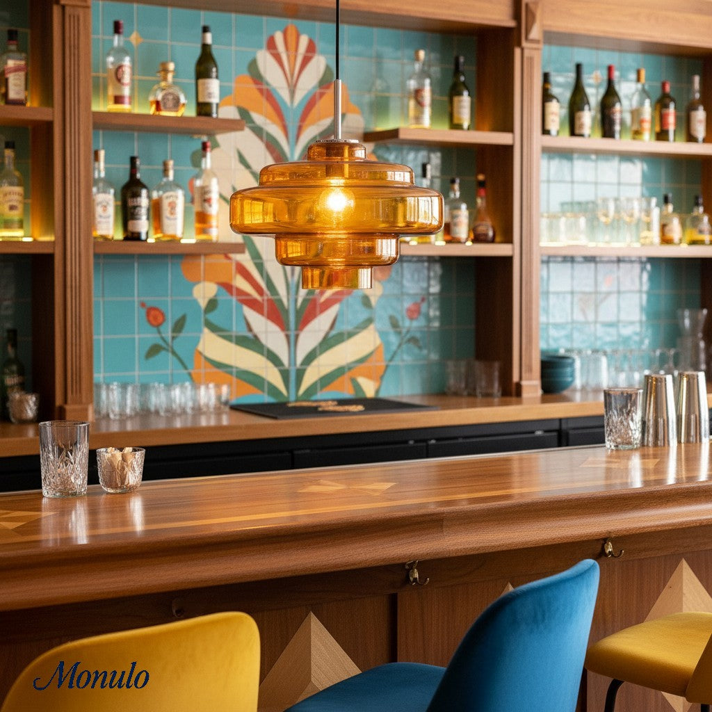 Gekleurde Glazen Hanglamp met Verstelbare Ophanging – Moderne Lichtpunt voor Eetkamer Keuken Woonkamer | Sansoti