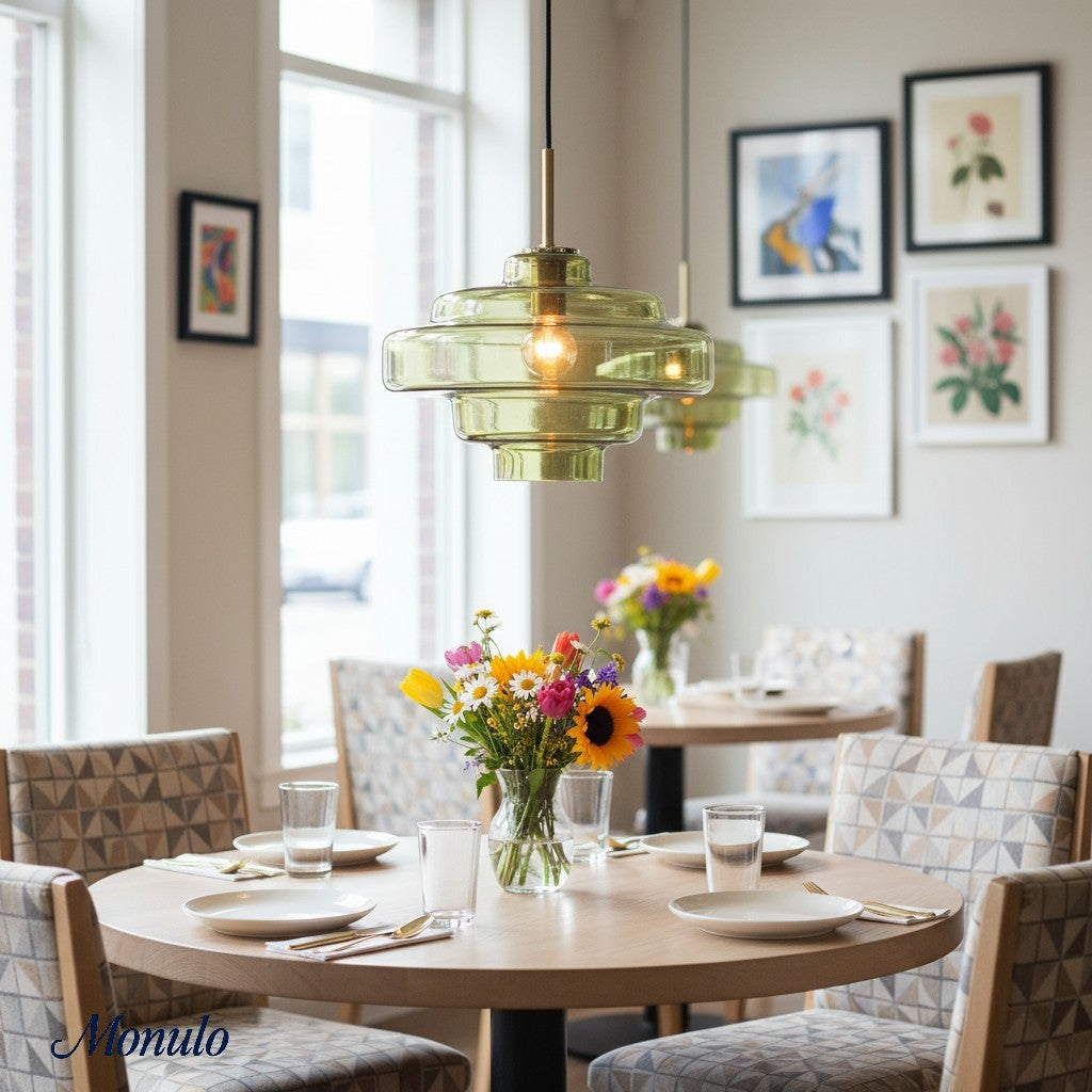 Gekleurde Glazen Hanglamp met Verstelbare Ophanging – Moderne Lichtpunt voor Eetkamer Keuken Woonkamer | Sansoti
