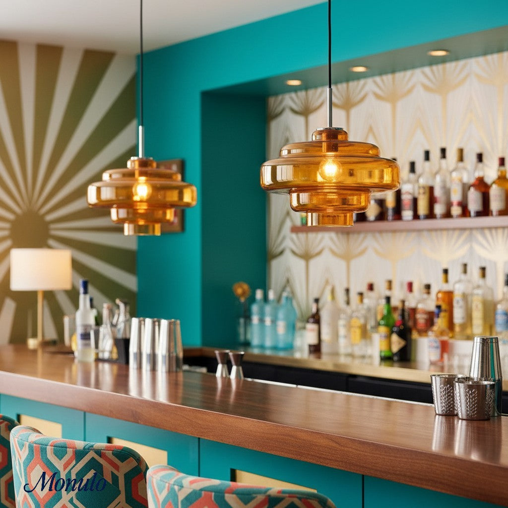 Gekleurde Glazen Hanglamp met Verstelbare Ophanging – Moderne Lichtpunt voor Eetkamer Keuken Woonkamer | Sansoti