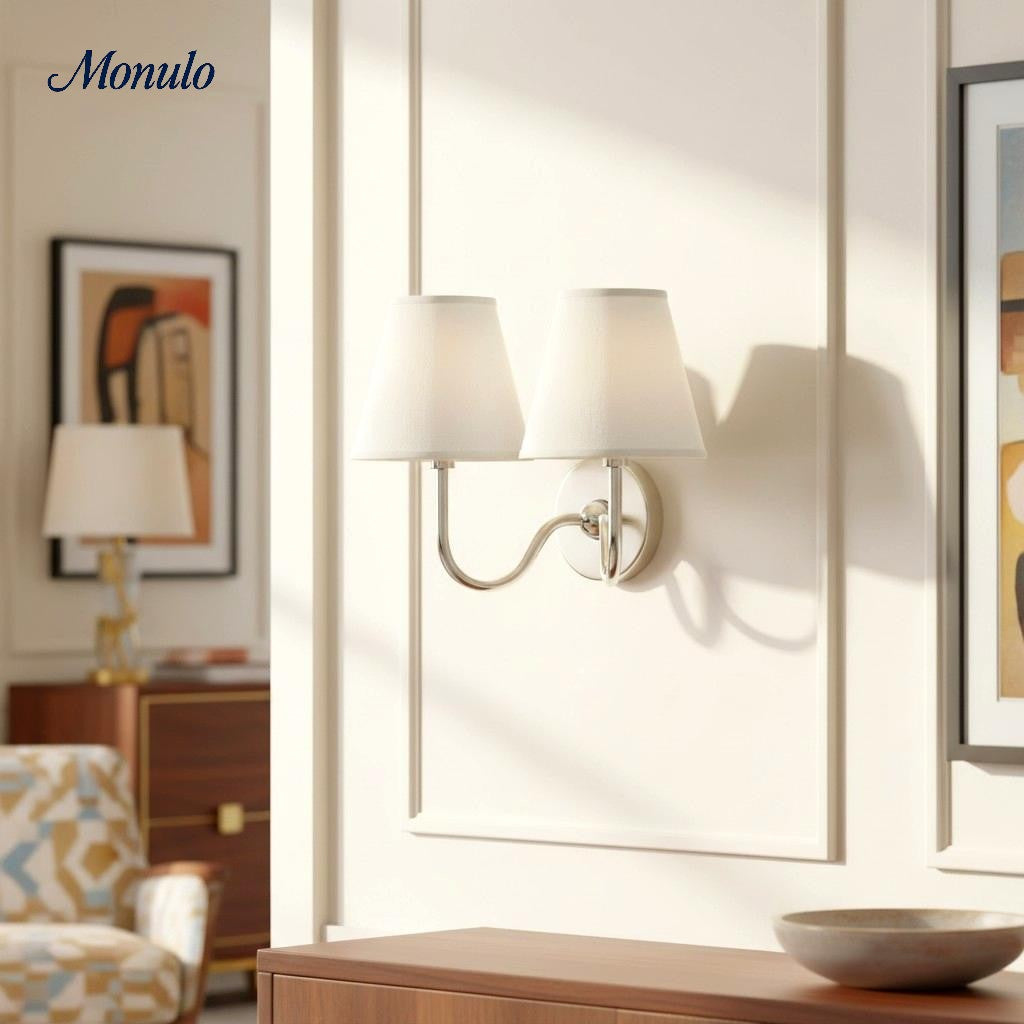 Wandlamp met Geplisseerde Stoffen Kap – Klassieke Verlichting voor Slaapkamer en Woonkamer | Sansoti