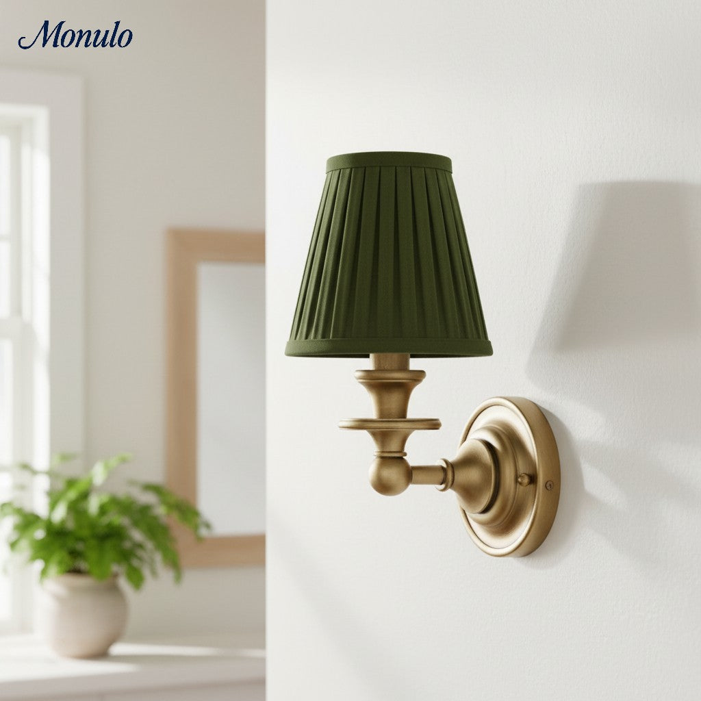 Wandlamp met stoffen kap en zwanenhalsarm – smeedijzeren armatuur met verstelbare leeslamp | Sansoti