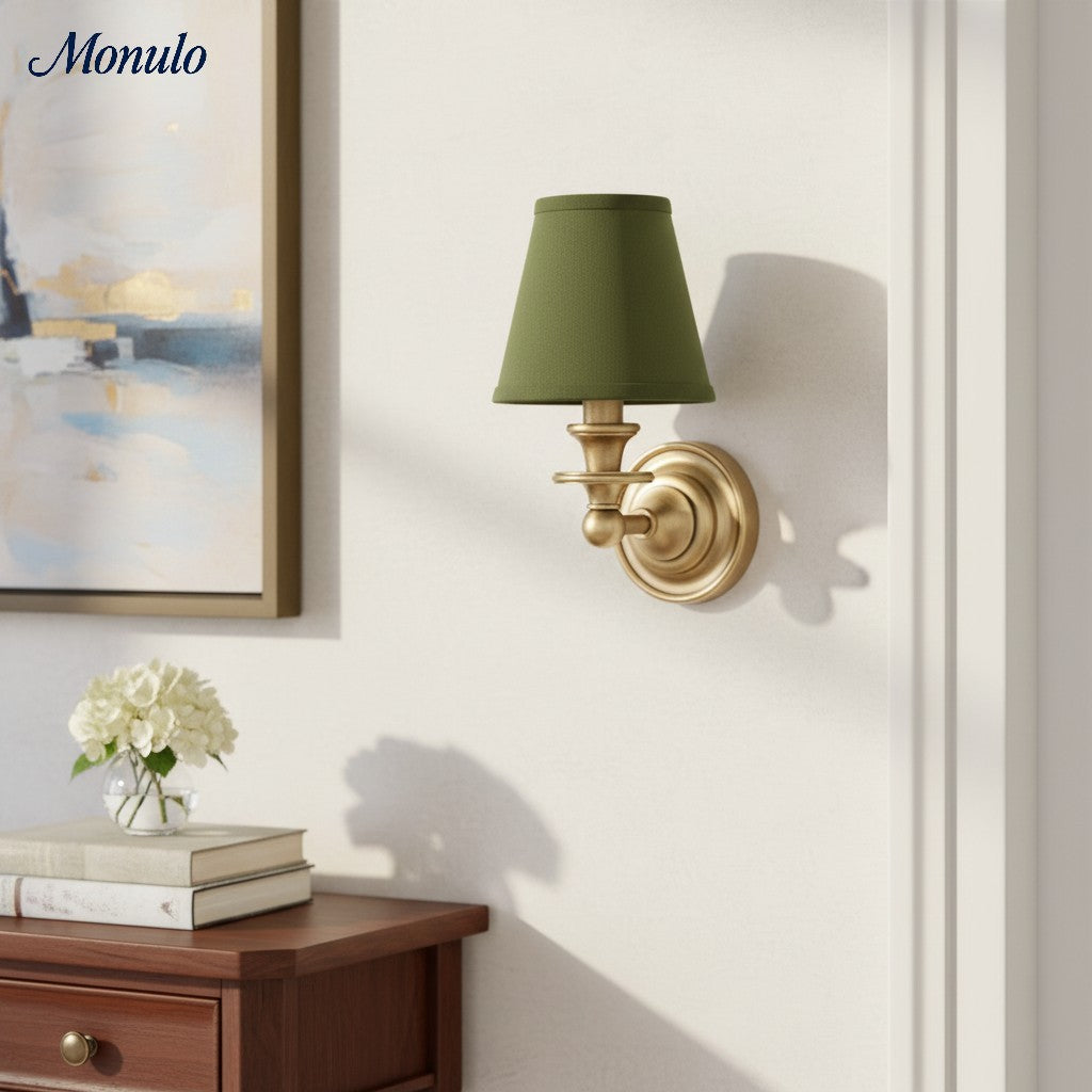 Wandlamp met stoffen kap en zwanenhalsarm – smeedijzeren armatuur met verstelbare leeslamp | Sansoti