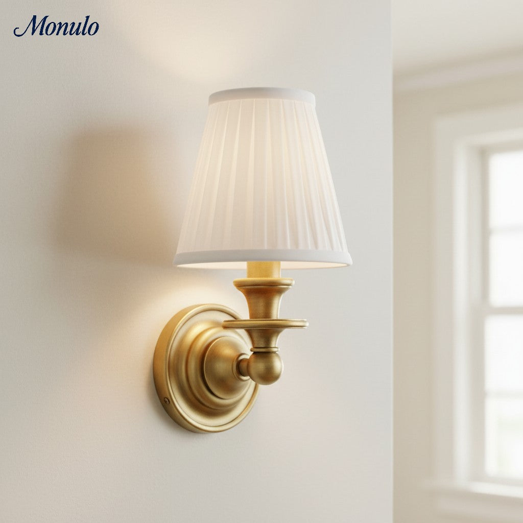 Wandlamp met stoffen kap en zwanenhalsarm – smeedijzeren armatuur met verstelbare leeslamp | Sansoti