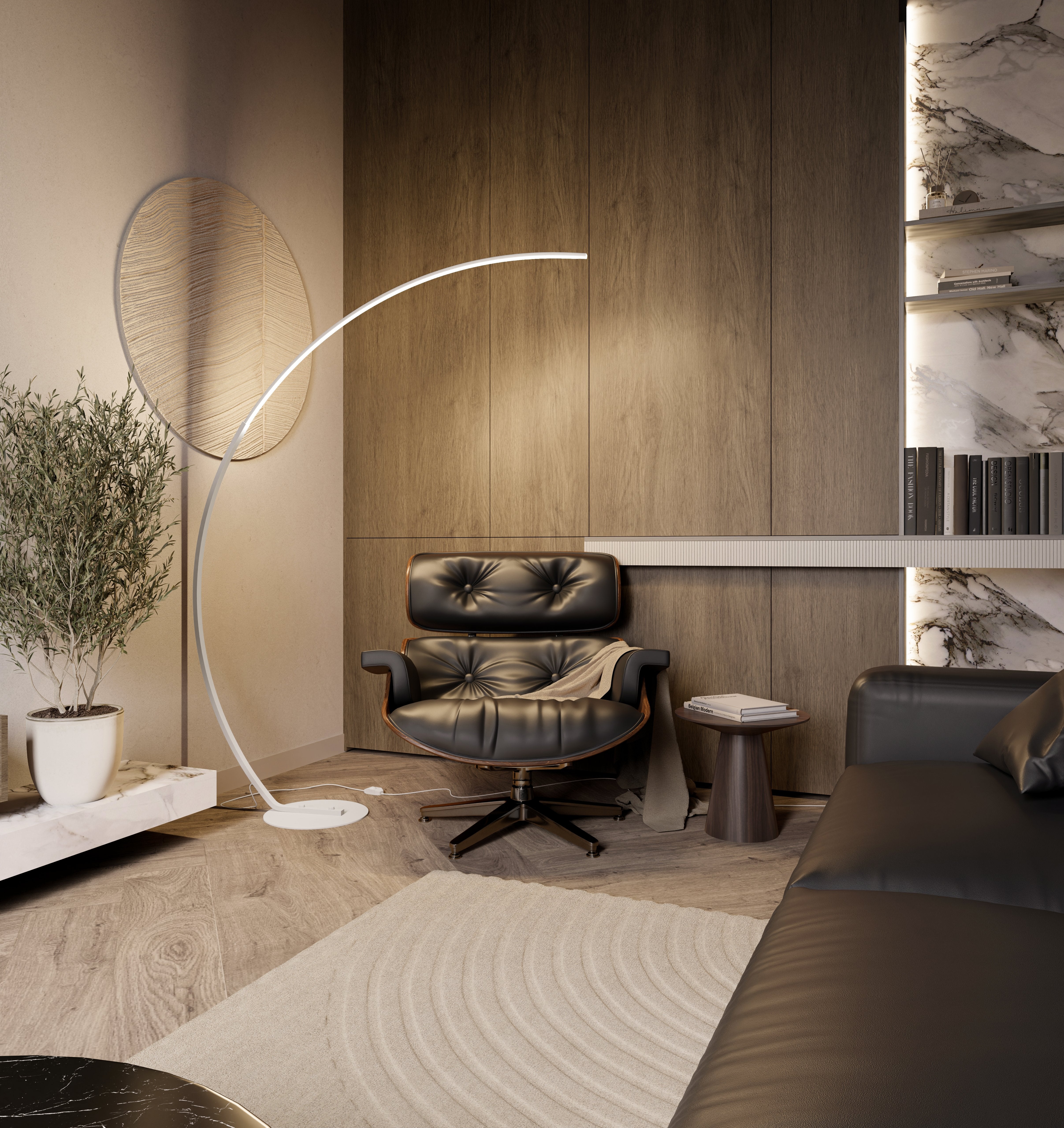 LED Stehleuchte Bogenlampe Schwarz Weiß Dimmbar 170cm Modernes Design | Restfield