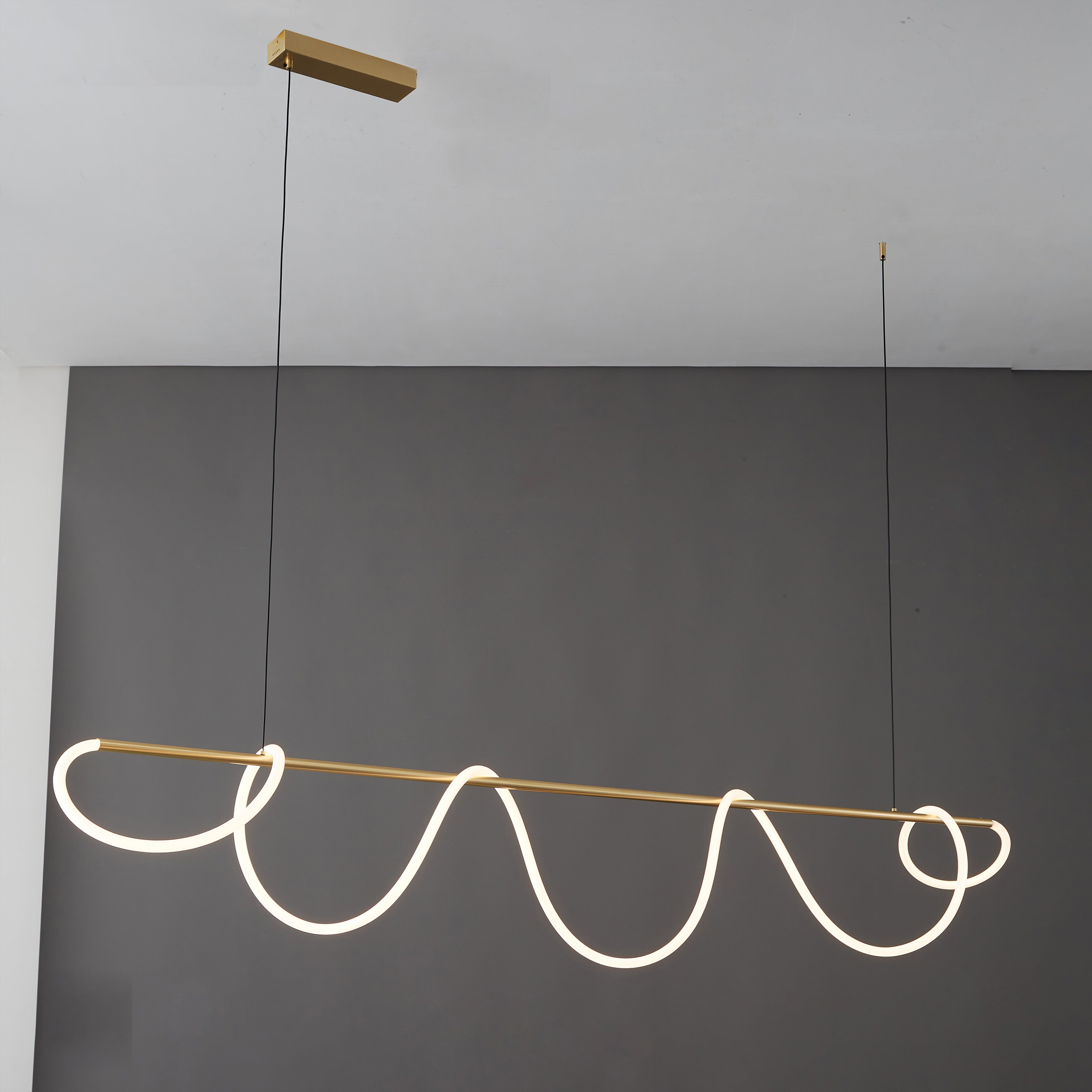 Hanglamp Touw Led Cirkel Messing Dimbaar 3 Maten Eetkamer Woonkamer Minimalistisch | Sansoti