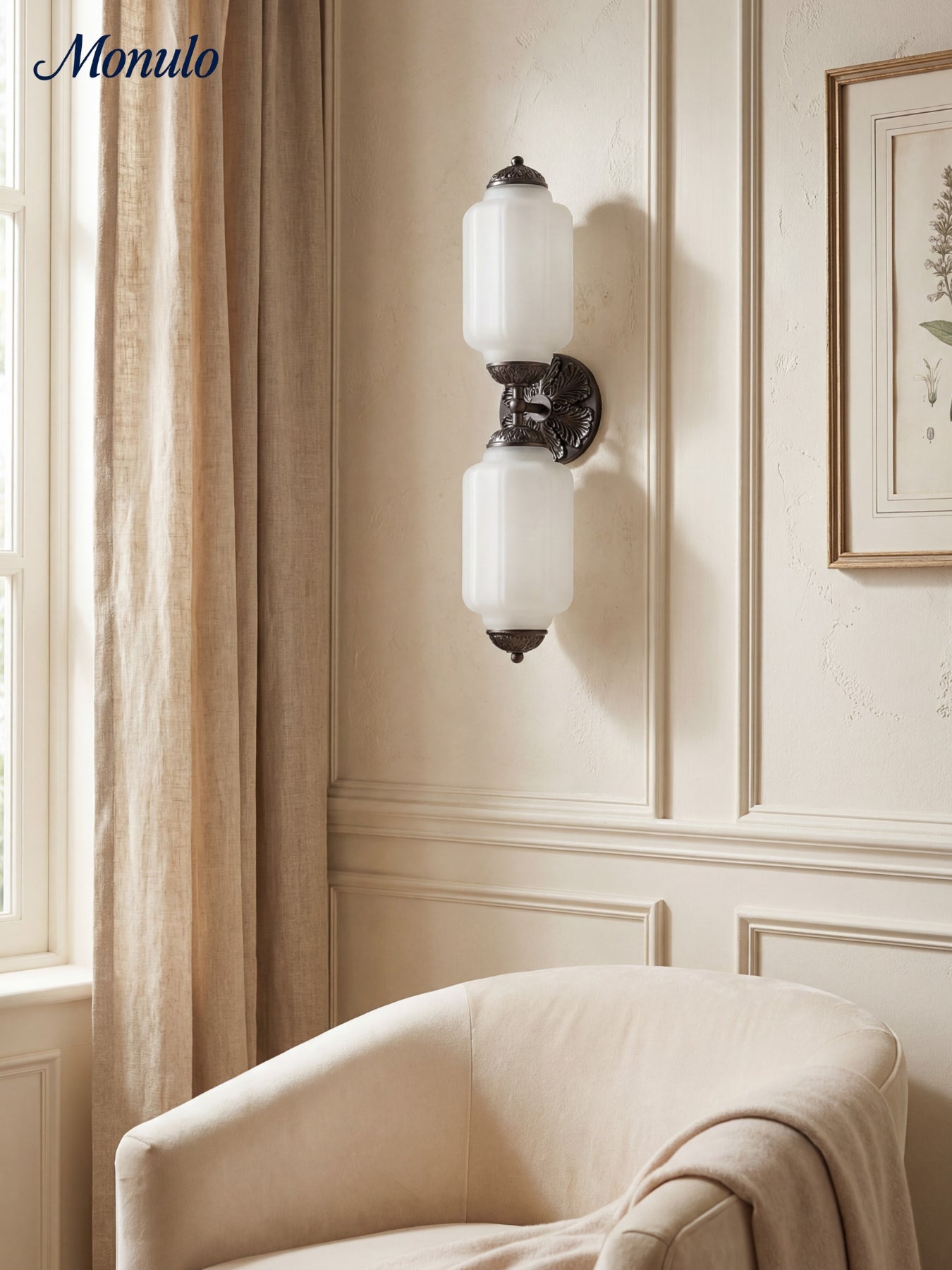 Vintage Glazen Wandlamp Horizontaal Model Eloise Lichtbron voor Woonkamer en Gang | Sansoti