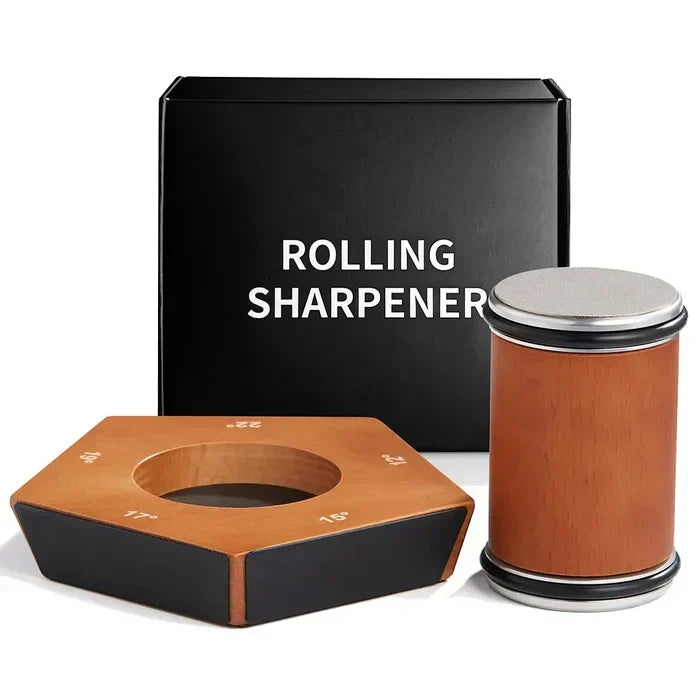 Handmatige Rollende Messenslijper met Diamantsteen Incl. Magnetische Hoekgeleider voor Keukenmessen, Damast & Japanse Messen | Sansoti
