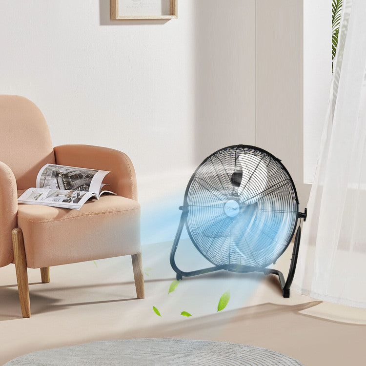 Industriële Stalen Vloerventilator 50 cm met 3 Snelheden en Verstelbare Kop voor Werkplaats en Magazijn | Sansoti