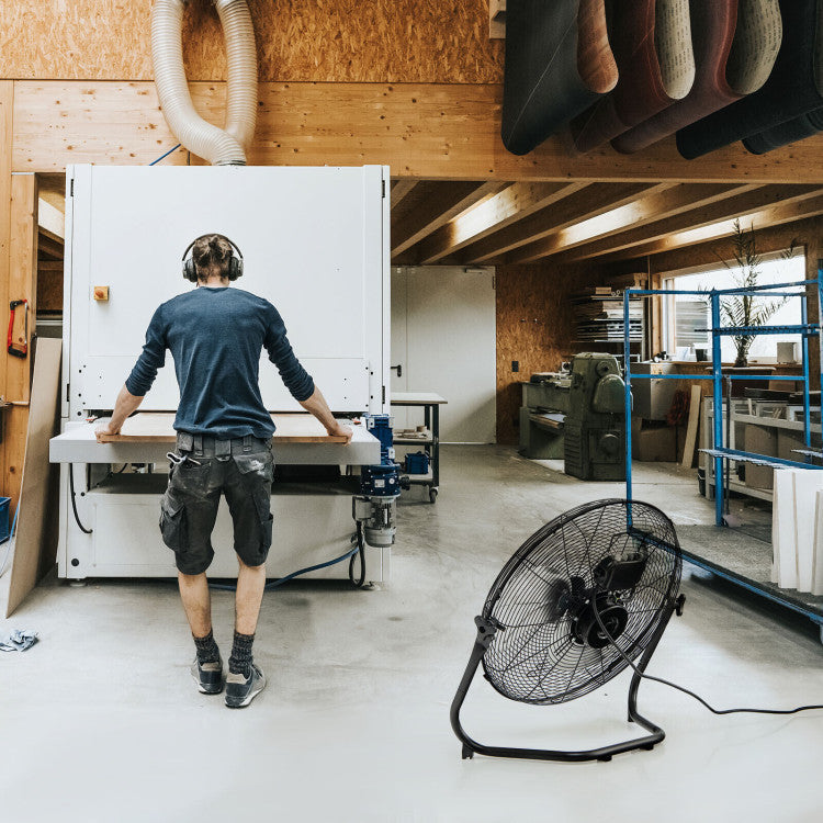 Industriële Stalen Vloerventilator 50 cm met 3 Snelheden en Verstelbare Kop voor Werkplaats en Magazijn | Sansoti