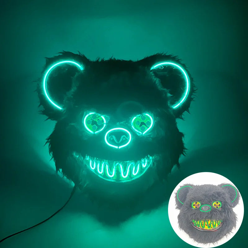 Oplichtend LED Neon Masker Beer Konijn Horror Halloween Griezelfeest Verkleedkostuum Spookhuis Party Decoratie | Sansoti