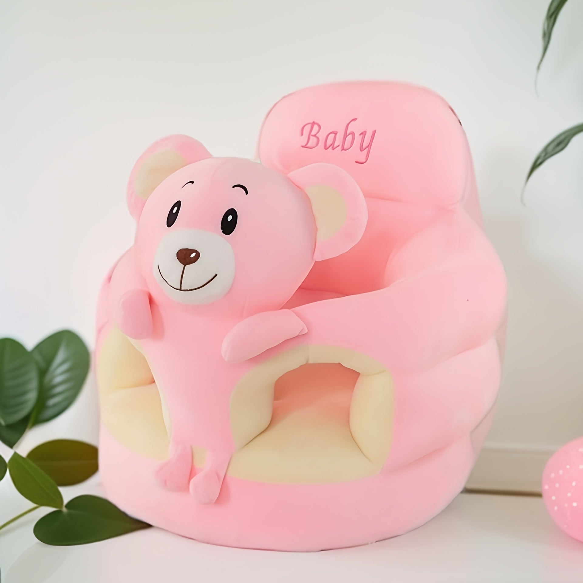 Zachte Babyzitbank voor Eerste Zit- en Staavonturen Pluche Veiligheid Comfort Kamer 0-12 Maanden Groen Grijs | Sansoti