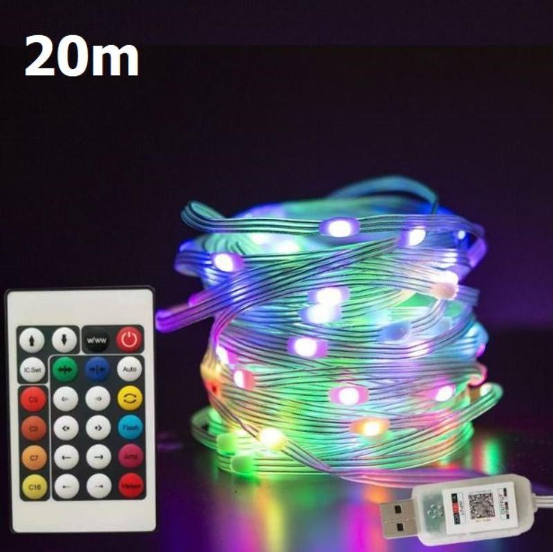 LED String Lights with Music Function Remote Control Colorful Smart Decorative Lighting for Parties and Outdoors | Sansoti