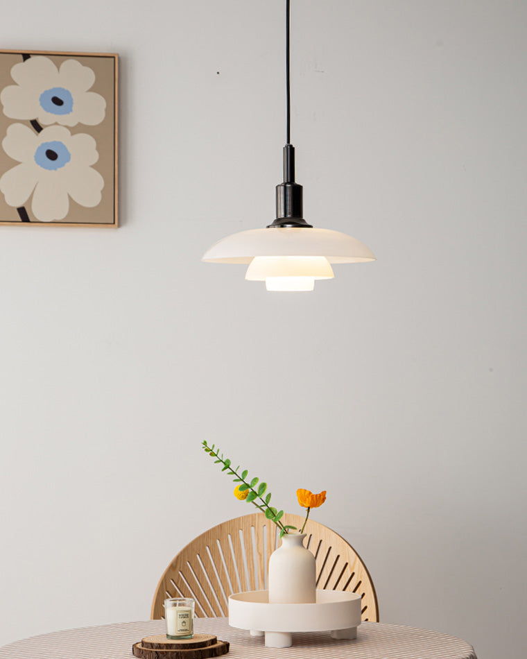 Hanglamp Glas Rond Scandinavisch Wit LED Woonkamer Eetkamer Slaapkamer Modern | Sansoti