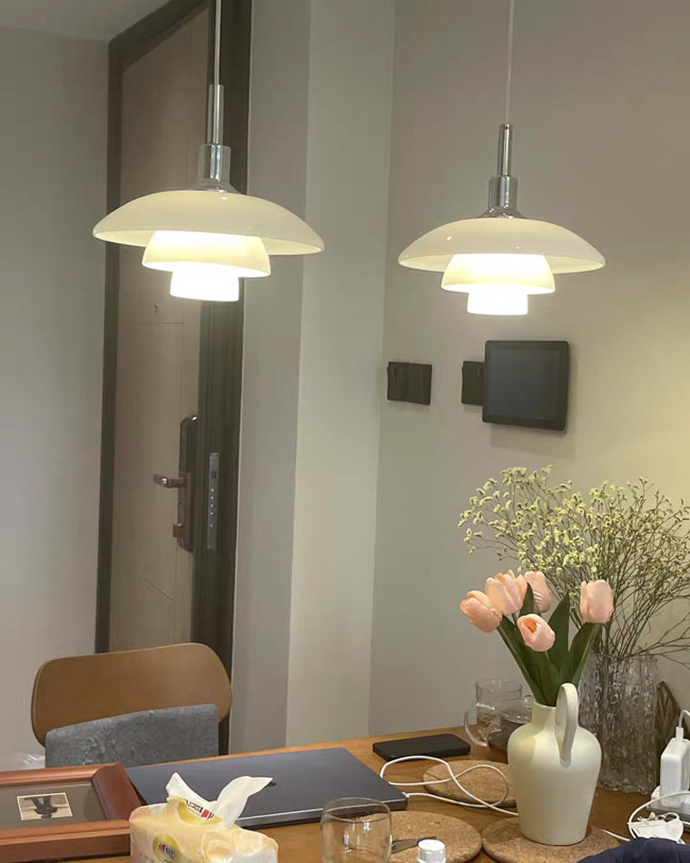 Hanglamp Glas Rond Scandinavisch Wit LED Woonkamer Eetkamer Slaapkamer Modern | Sansoti