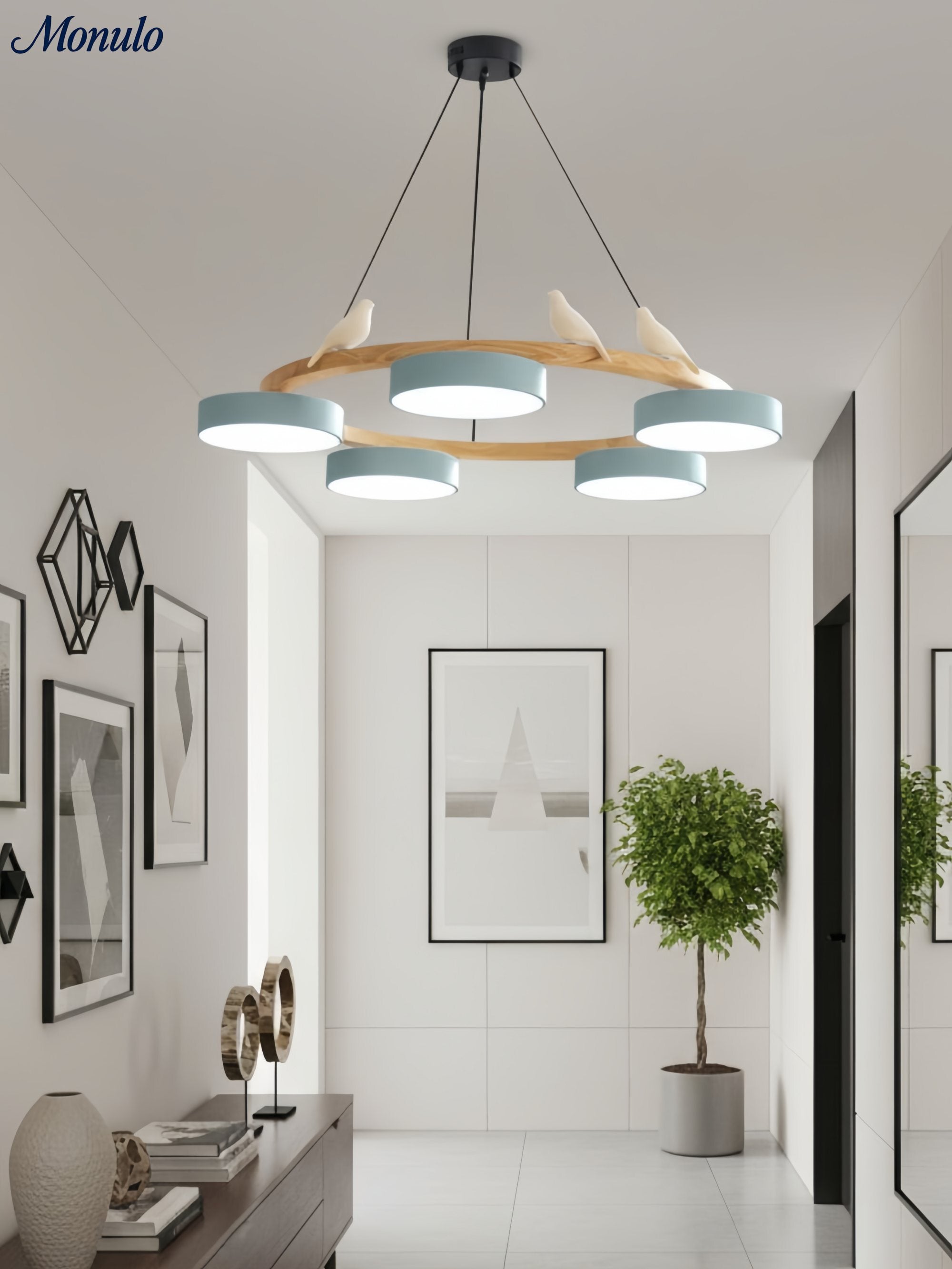 Decoratieve Vogelkroonluchter met Gekleurde Cirkels voor Eetkamer en Woonkamer | Sansoti