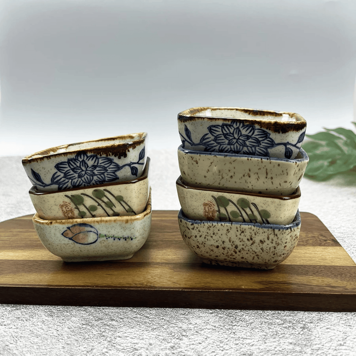 Square Ceramic Sauce Dishes Set of 4 Japanese Style for Soy Sauce, Dipping Sauces, Tapas, Serving, and Side Dishes | Sansoti