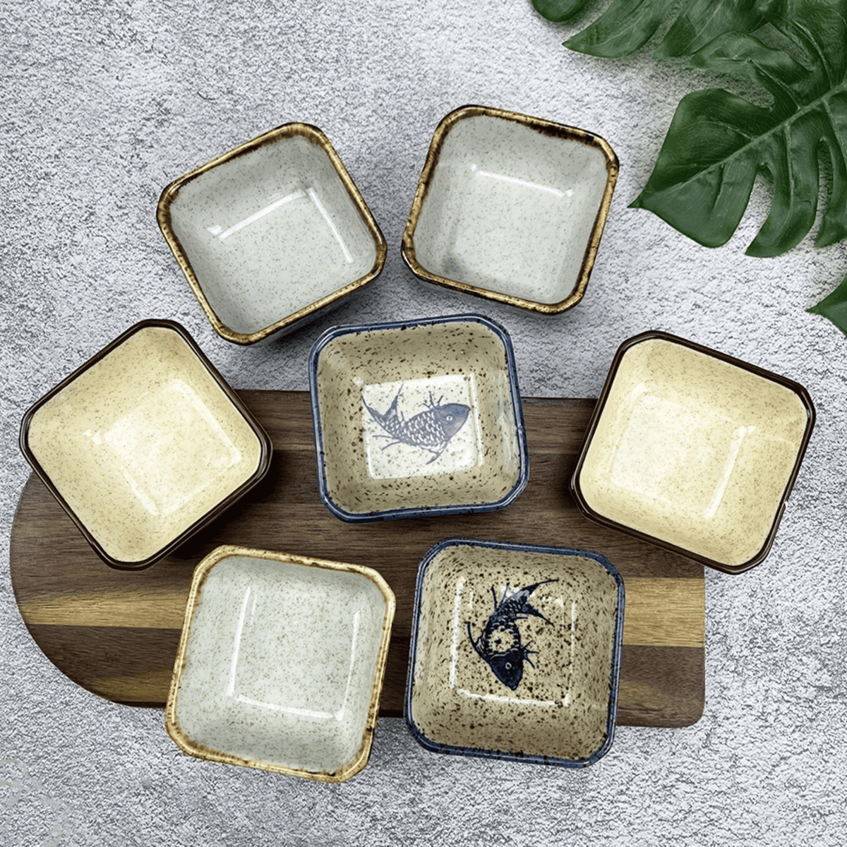 Square Ceramic Sauce Dishes Set of 4 Japanese Style for Soy Sauce, Dipping Sauces, Tapas, Serving, and Side Dishes | Sansoti
