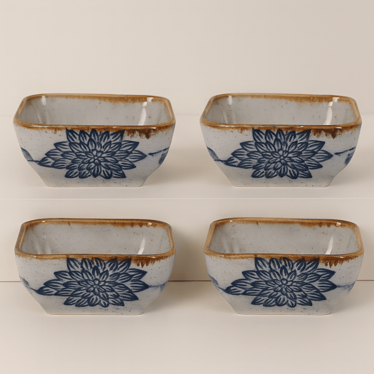 Square Ceramic Sauce Dishes Set of 4 Japanese Style for Soy Sauce, Dipping Sauces, Tapas, Serving, and Side Dishes | Sansoti