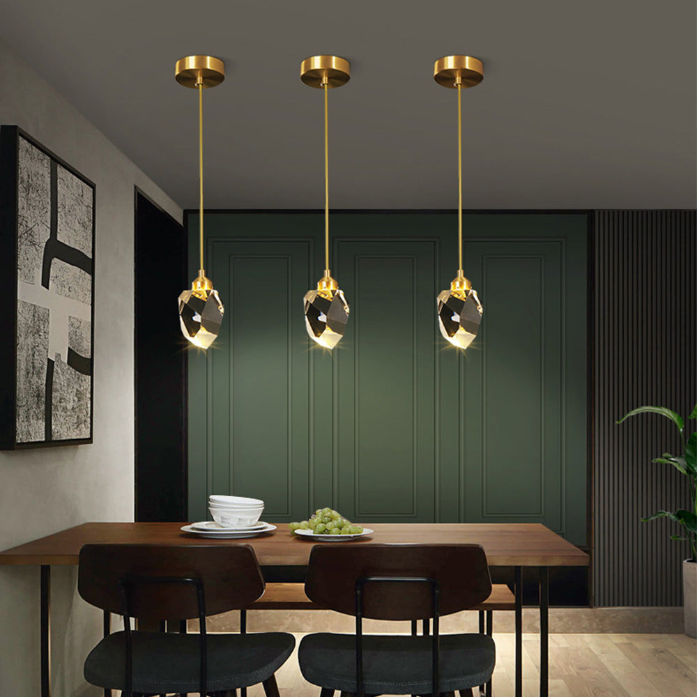 Suspension Verre Métal Or Réglable Table à manger Salon Îlot de cuisine Forme goutte Lampe design Éclairage d'ambiance | Restfield