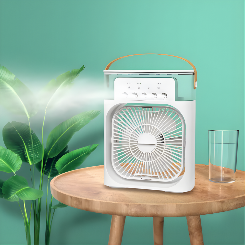 Portable air cooler with humidifier USB table fan 21.5 cm for home office cooling summer | Sansoti