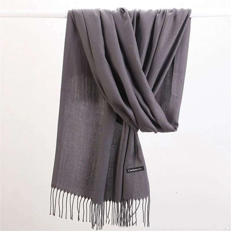Solid Cashmere Scarf 175cm Winter Accessory Warm Luxury Soft Stylish Fashionable Timeless Elegant for Women | Sansoti