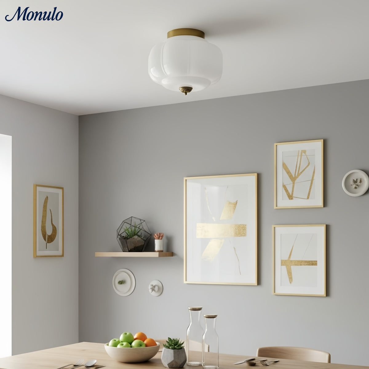 Retro Plafondlamp met Melkglazen Kap – Verfijnde Semi-Flush Mount Verlichting voor Moderne Interieurs | Sansoti