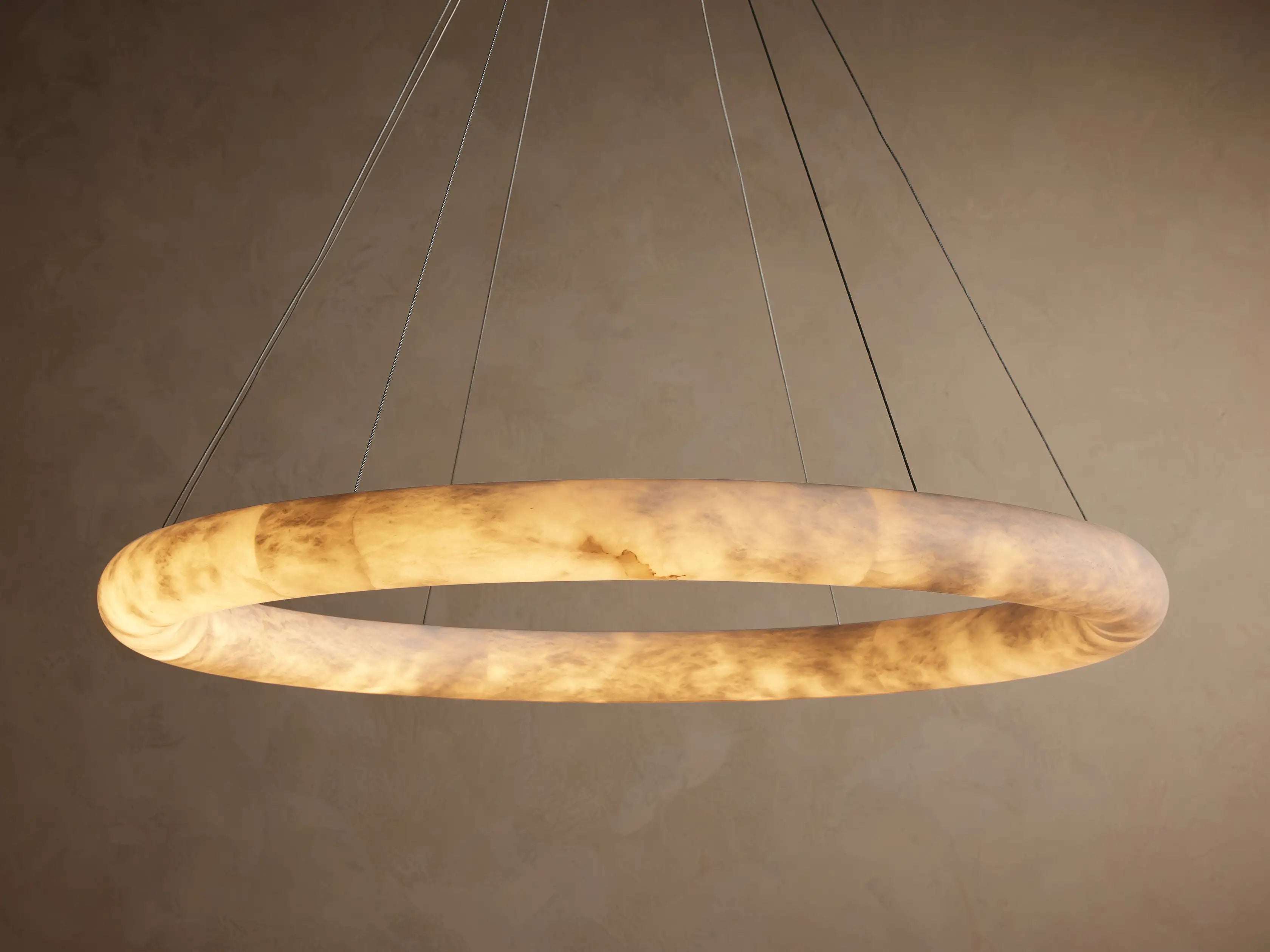 Ronde Kroonluchter Albast 91cm Dimbaar LED Geïntegreerd Hangend Plafondlamp Modern Design Woonkamer Eetkamer | Sansoti
