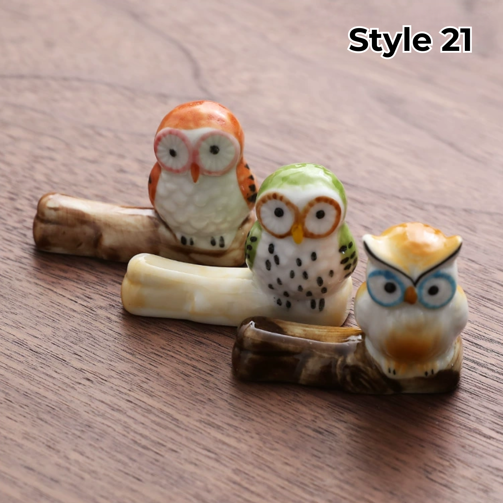 Support à baguettes en céramique avec motifs animaux et fruits – Lot de 3 | Sansoti