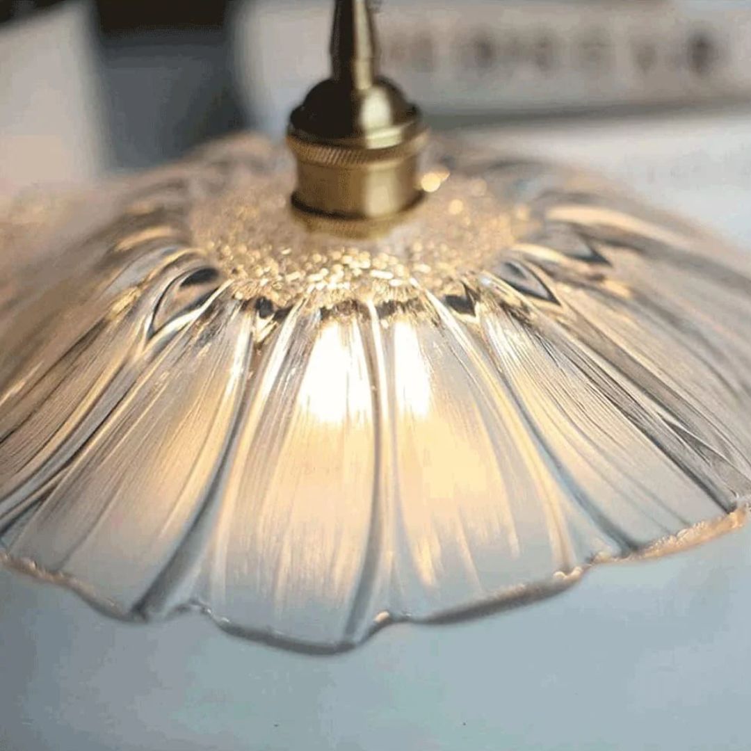Sansoti | Cullivan Bloemvormige Hanglamp – Glazen Hanglamp met Gouden Fitting voor Woonkamer & Eetkamer