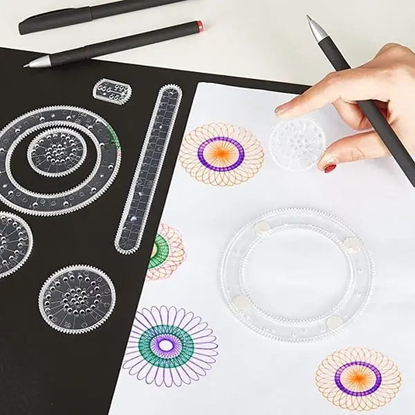 Drawing Stencils Set 22-Piece Spiral Patterns Creative Drawing Geometric Educational Crafts for Children | Sansoti