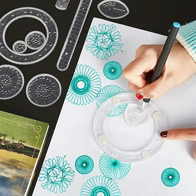 Drawing Stencils Set 22-Piece Spiral Patterns Creative Drawing Geometric Educational Crafts for Children | Sansoti