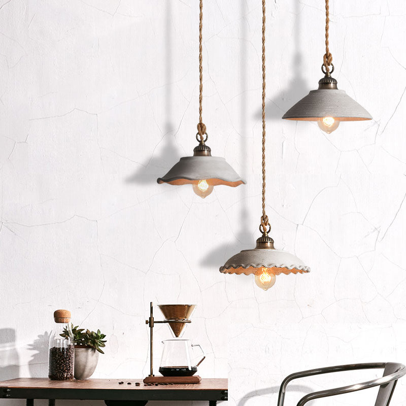 Betonowa lampa wisząca, szara, do jadalni, minimalistyczny design, oświetlenie sufitowe, skandynawskie, industrialne, E27 | Sansoti