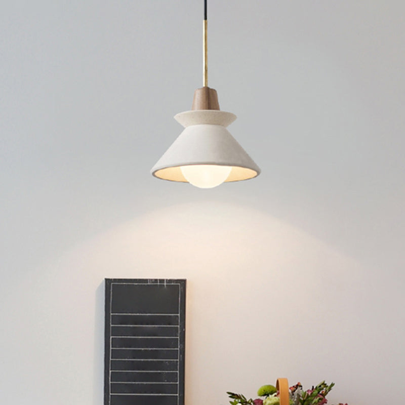 Betonnen Kom Hanglamp Wit Cementlook Eettafel Verlichting Minimalistisch Design Modern Interieur | Sansoti