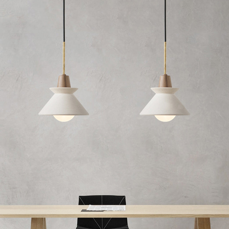 Betonnen Kom Hanglamp Wit Cementlook Eettafel Verlichting Minimalistisch Design Modern Interieur | Sansoti