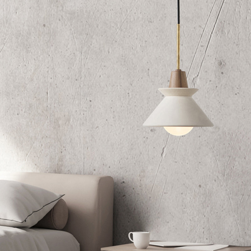 Betonnen Kom Hanglamp Wit Cementlook Eettafel Verlichting Minimalistisch Design Modern Interieur | Sansoti