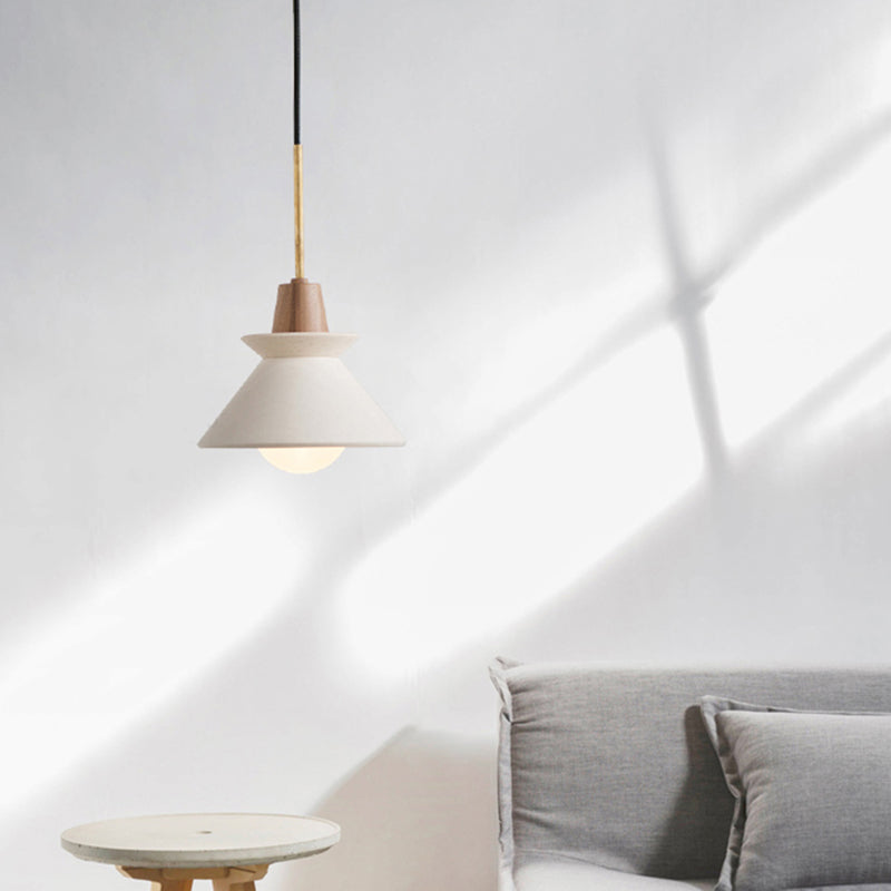 Betonnen Kom Hanglamp Wit Cementlook Eettafel Verlichting Minimalistisch Design Modern Interieur | Sansoti