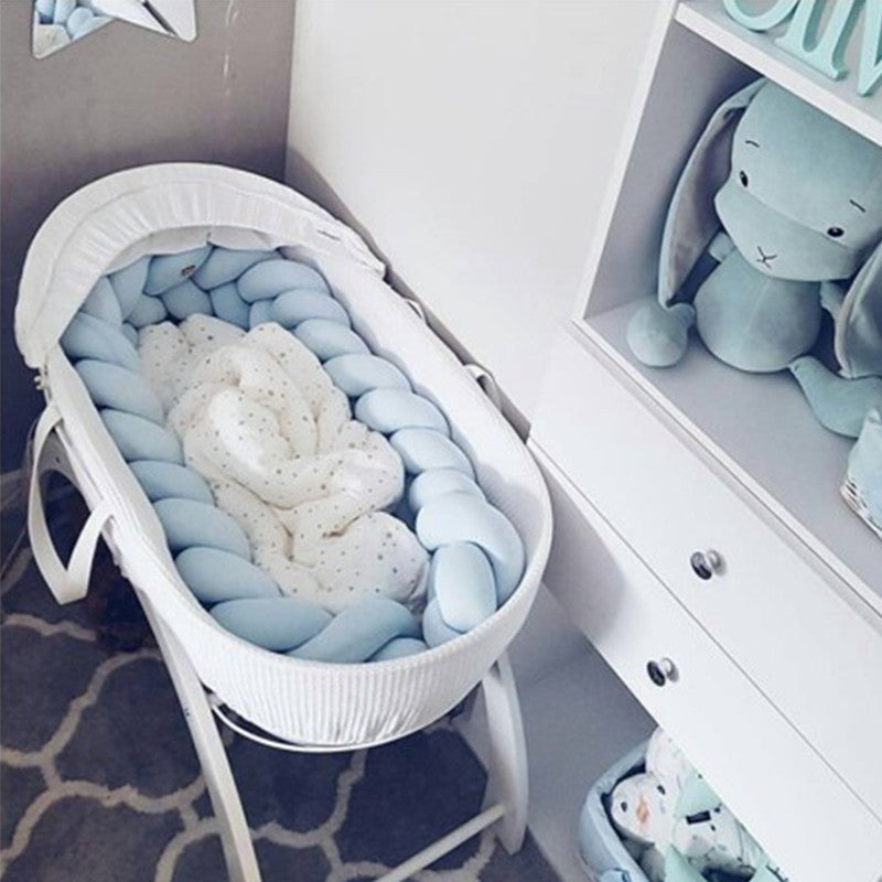 Handgewebter Bettumrandung Babybett 100-500cm Atmungsaktive Baumwolle Schutz fürs Babyzimmer Sicher Weich Verschiedene Farben | Sansoti