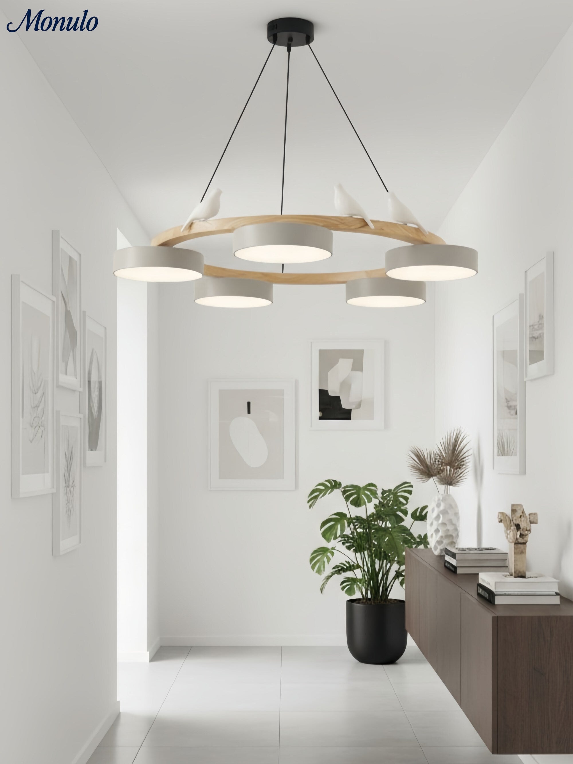 Decoratieve Vogelkroonluchter met Gekleurde Cirkels voor Eetkamer en Woonkamer | Sansoti