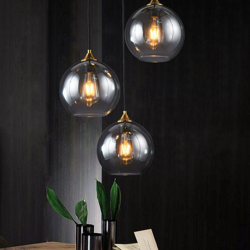 Hängeleuchte Glas 3-flammig Kugel Antik-Messing-Oberfläche Küche Esszimmer Wohnzimmer Retro Modern Stilvolles Design | Sansoti