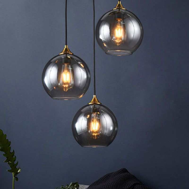 Hängeleuchte Glas 3-flammig Kugel Antik-Messing-Oberfläche Küche Esszimmer Wohnzimmer Retro Modern Stilvolles Design | Sansoti