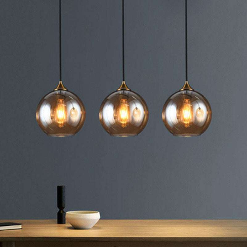 Hängeleuchte Glas 3-flammig Kugel Antik-Messing-Oberfläche Küche Esszimmer Wohnzimmer Retro Modern Stilvolles Design | Sansoti