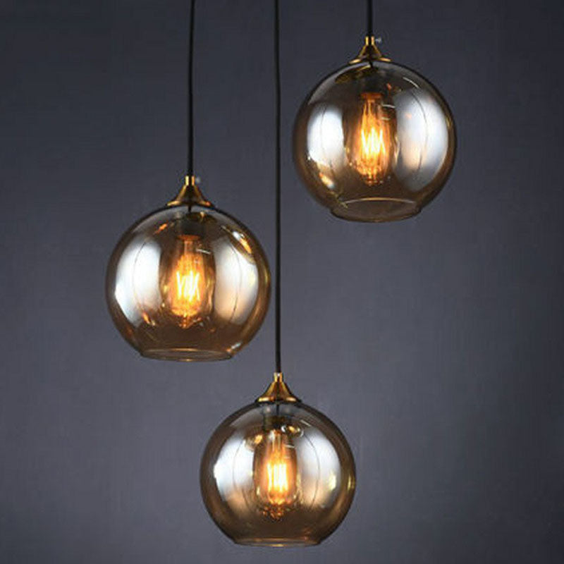 Hängeleuchte Glas 3-flammig Kugel Antik-Messing-Oberfläche Küche Esszimmer Wohnzimmer Retro Modern Stilvolles Design | Sansoti