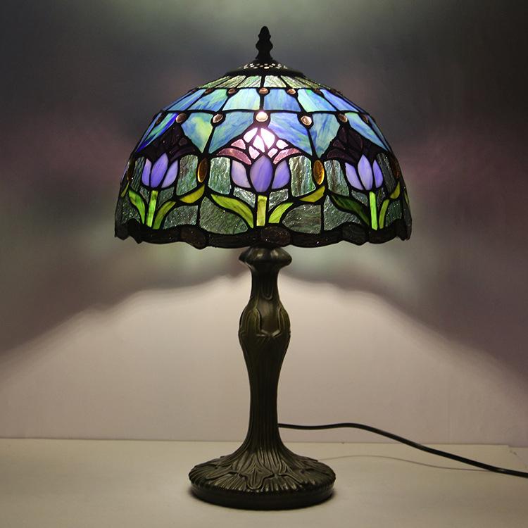 Lampe de table Tiffany vitrail classique 45cm E26 verre métal salon | Restfield