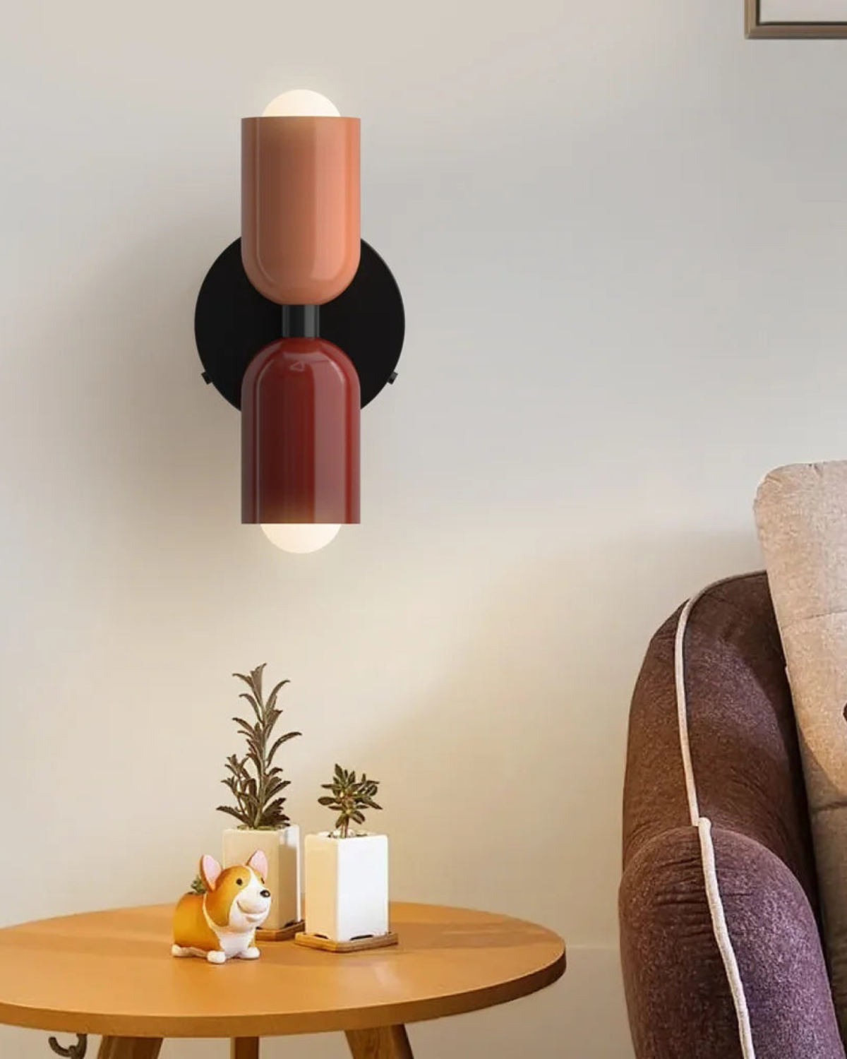 Wandlamp Dubbele Ronde Kap Zwart Frame Warm Sfeerlicht Slaapkamer Woonkamer Gang Minimalistische Wandverlichting Modern Japandi Scandinavisch Interieur | Sansoti