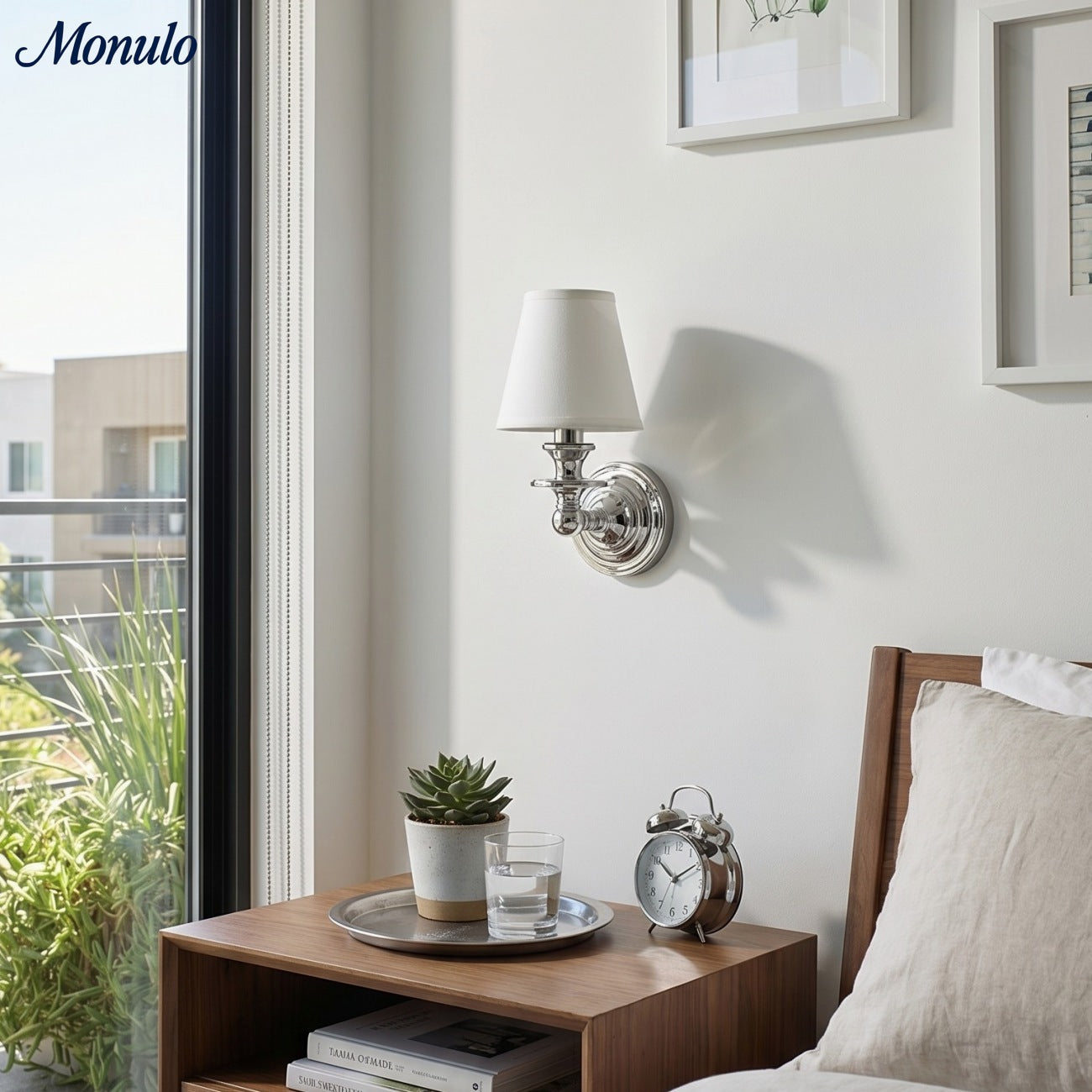 Wandlamp met stoffen kap en zwanenhalsarm – smeedijzeren armatuur met verstelbare leeslamp | Sansoti