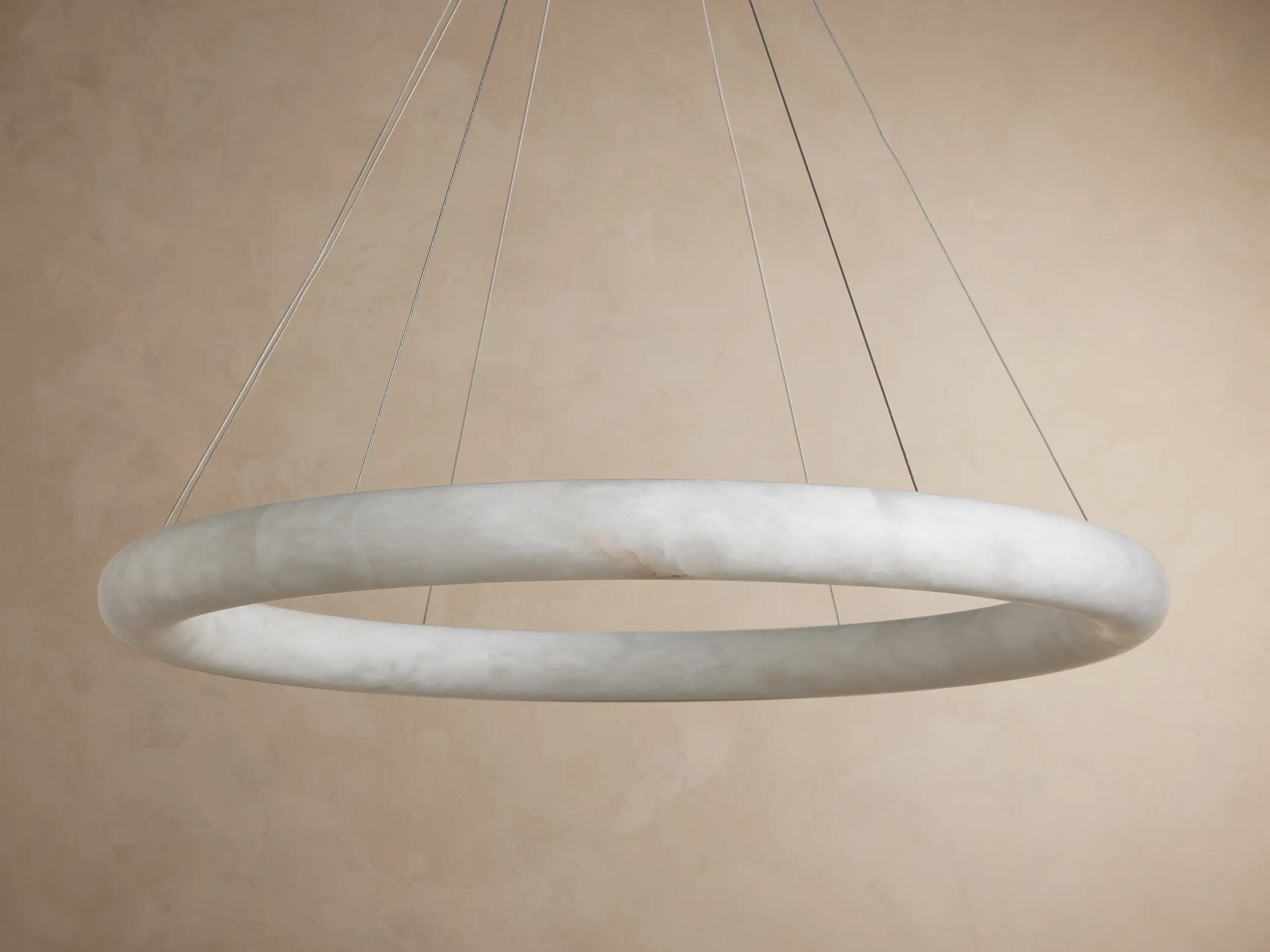 Ronde Kroonluchter Albast 91cm Dimbaar LED Geïntegreerd Hangend Plafondlamp Modern Design Woonkamer Eetkamer | Sansoti