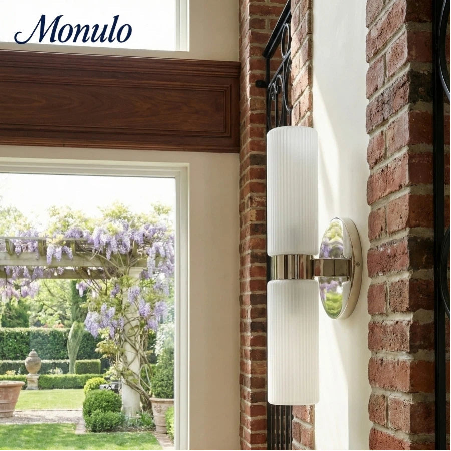 Wandlamp met dubbele geribbelde glazen buizen – hedendaagse wandverlichting voor hal en entree | Sansoti