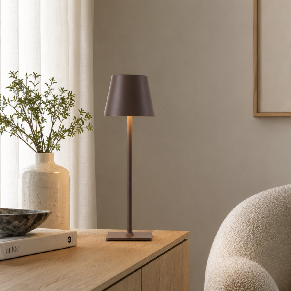 Wireless Table Lamp Dimmable Rechargeable 38cm Metal LED Touch Indoor Outdoor IP54 Waterproof Ambient Lighting | Sansoti