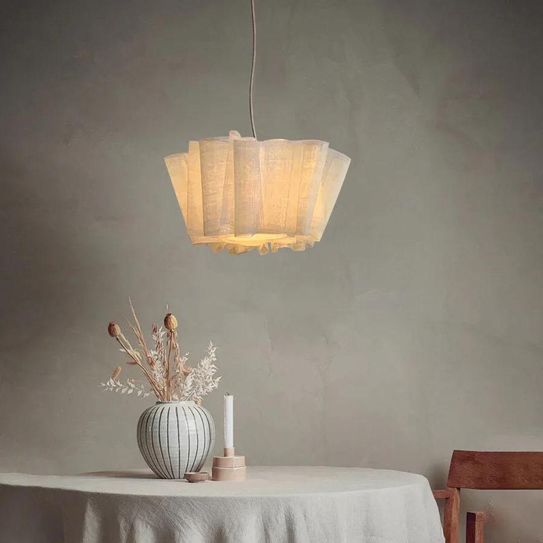 Geplisseerde Stoffen Hanglamp – Minimalistische Scandinavische Verlichting voor Eetkamer & Woonkamer | Sansoti