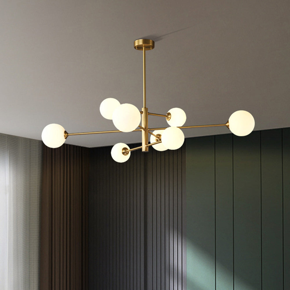 Hanglamp Glas Bollen Modern Zwart Koper 6/8-Lichts G9 Verlichting | Sansoti